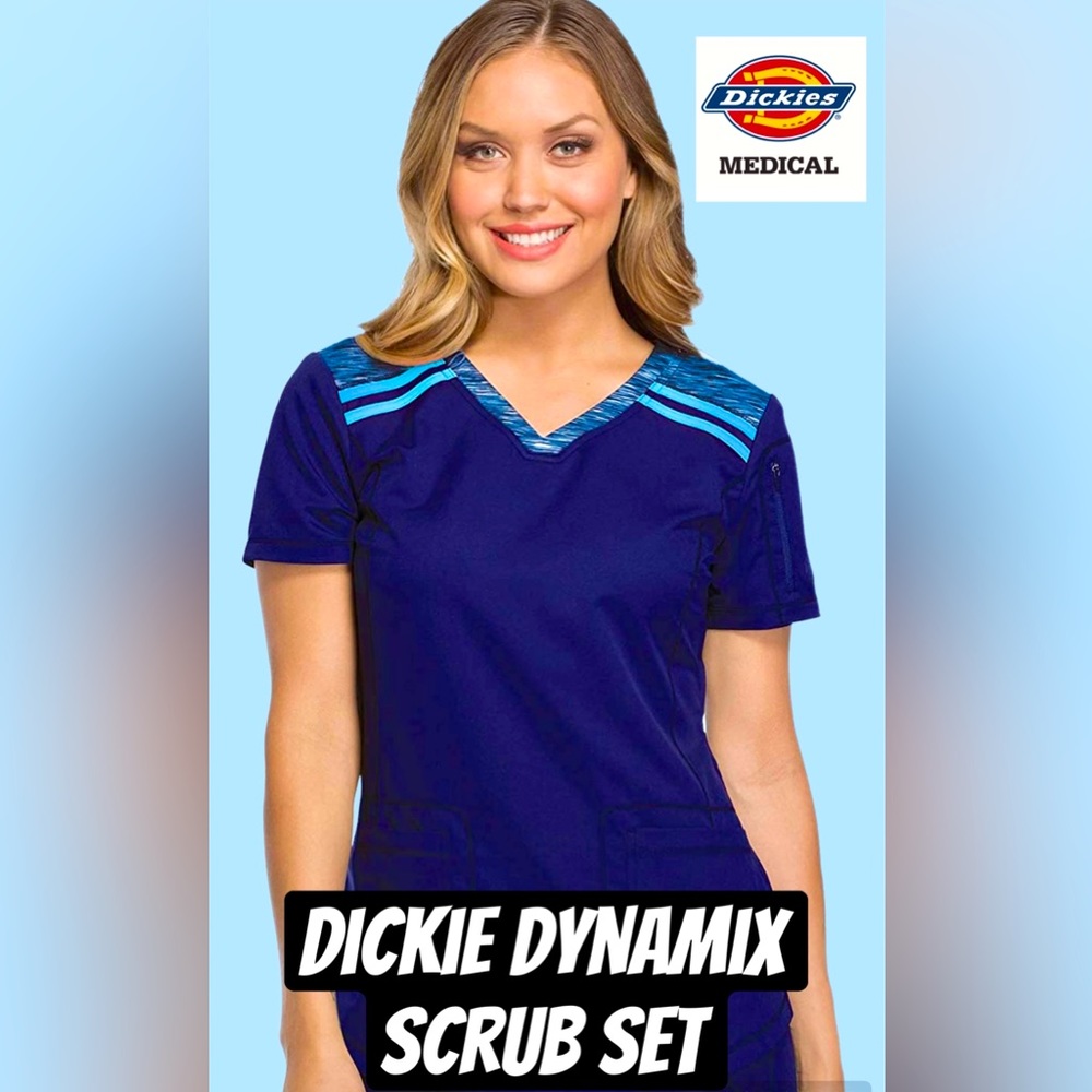Dickies Dynamix women’s scrub set. Athletic inspired, 4 way stretch Navy Blue